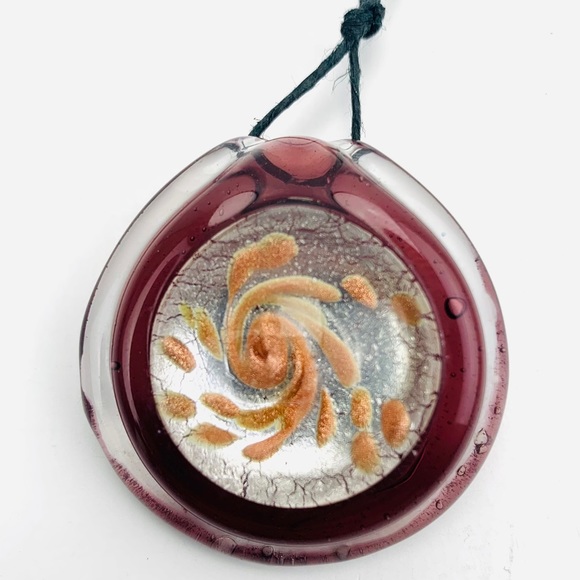 Glass Pendant Clear Amethyst Copper and Silver Lamp Glass Pendant - Picture 2 of 10